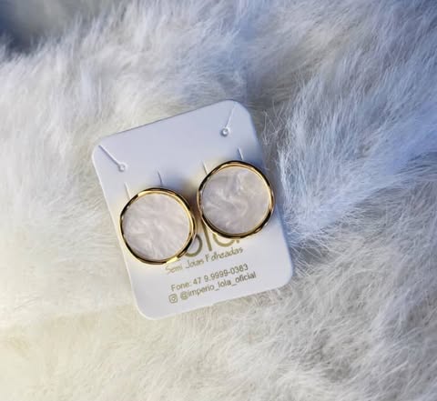 Brinco Botão Perolado Gold