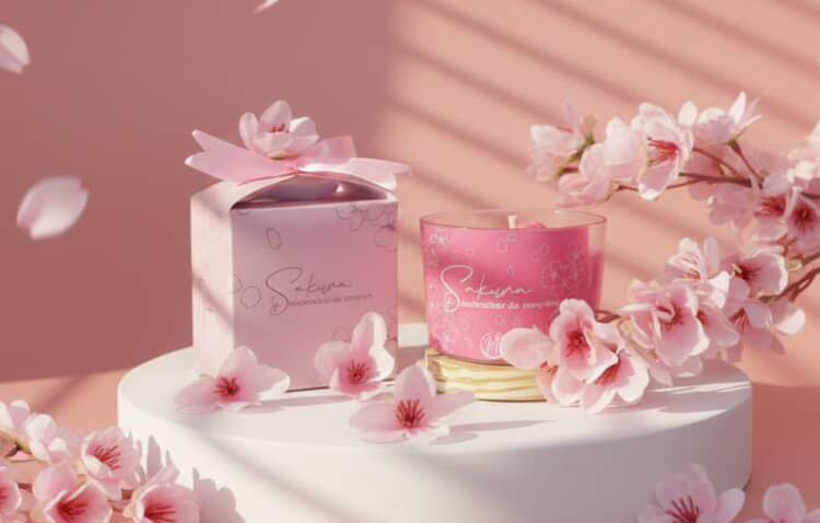 Kit de duas velas aromáticas artesanais Flor de cerejeira 150g